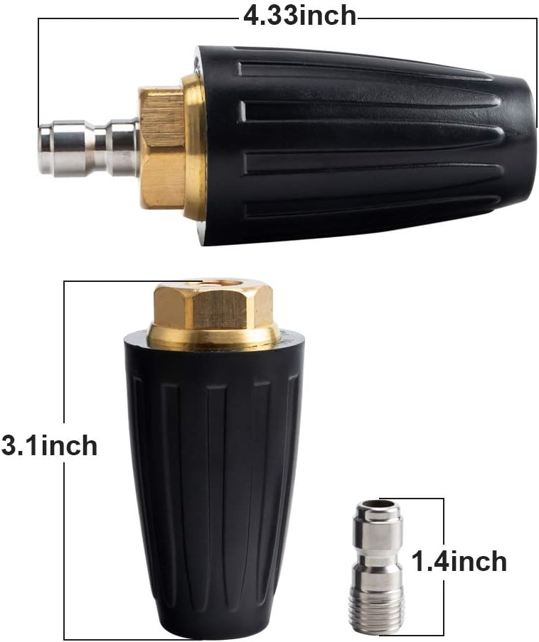 Pressure Washer Tips Turbo Nozzle Pressure Washer 4000 PSI Max | Rotating Pressure Washer Nozzle for Cleaning Brick, Concrete, and Vinyl Surfaces