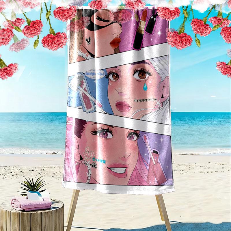 Ariana Grande Green Print Beach Towel, Large Soft Quick Dry Towel for Beach Camping Swimming