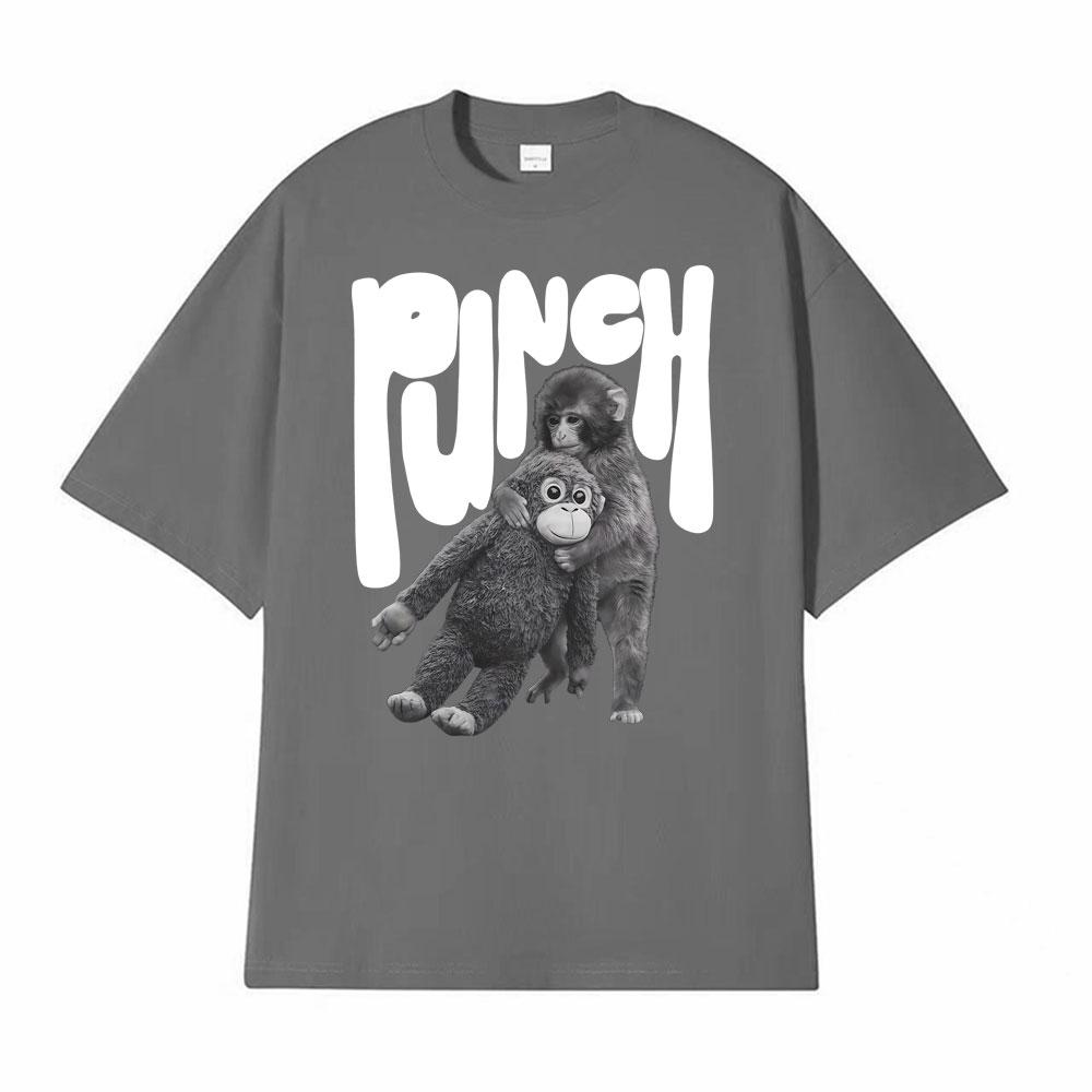 Punch The Monkey Vintage Style Graphic Tshirt Mens Clothing Summer Vintage Fashion T Shirt Tops 100 Cotton Oversized Tshirts