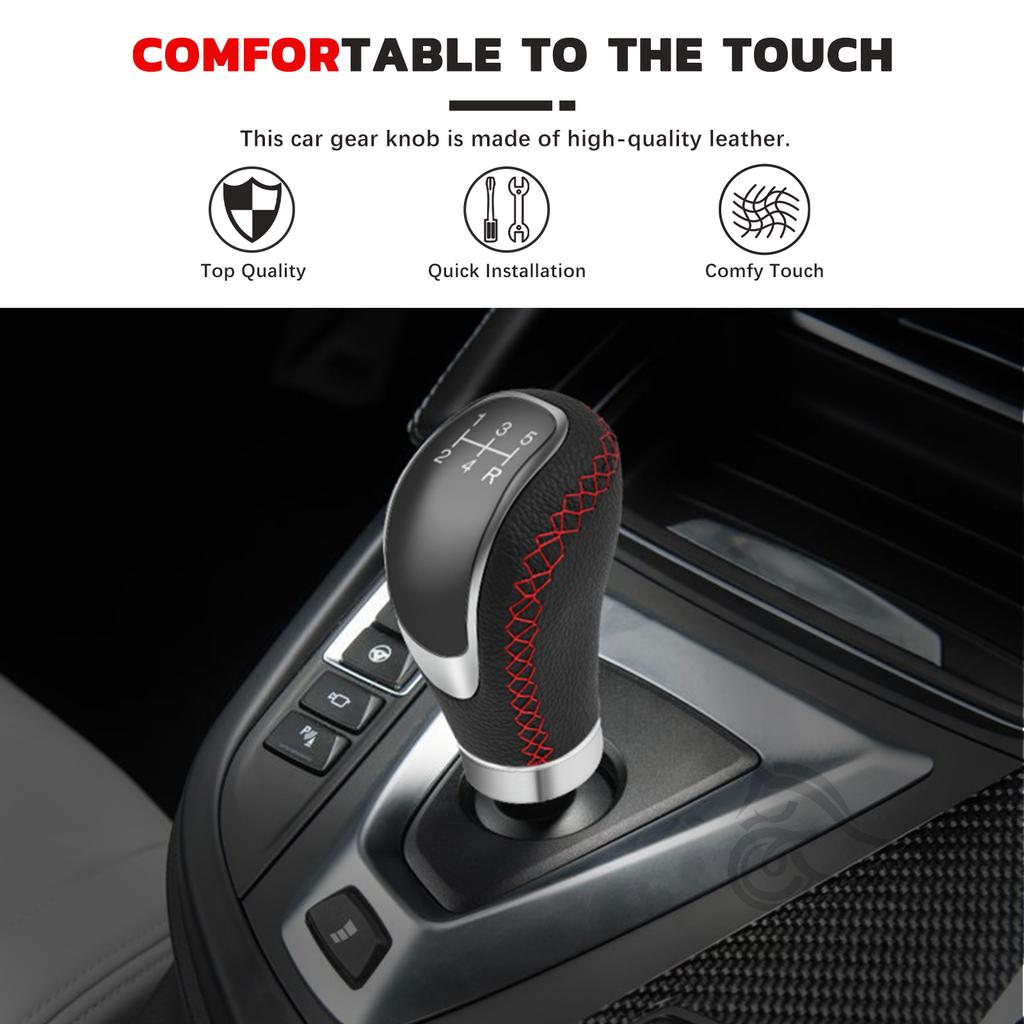 Universal 5 Speed Gear Shift Knob Shifter Lever Handle Stick PU Leather Auto Accessories For All Manual