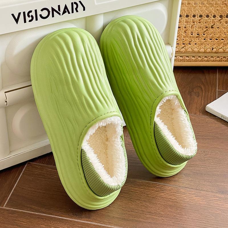 Zimní zateplené Dámské Pantofle Běžné Plyšové Ploché Domácí Vodotěsné Neklouzavé Boty Vnitřní Venkovní Silná platforma Domová pantofle