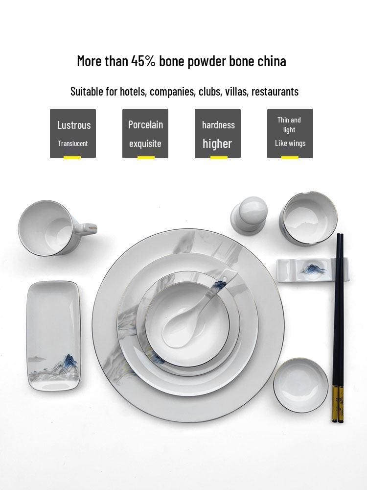Elegant Gold-Rimmed Bone China Dinnerware Set - Luxury Tableware for Home Dining
