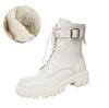 Fashion NEW Winter Women Boots Patent Leather Shoes for Women Round Toe Chunky Heel Shoes Wool Warm Snow Boots Platform Motorcycle Boots