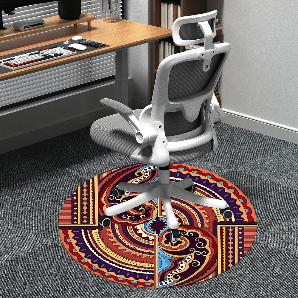 1pc Mandala Office Round Rug, Non-slip, Soft and Durable Office Rug for Interior Decoration, Perfect for Office, Beautiful Decoration Yy260324003