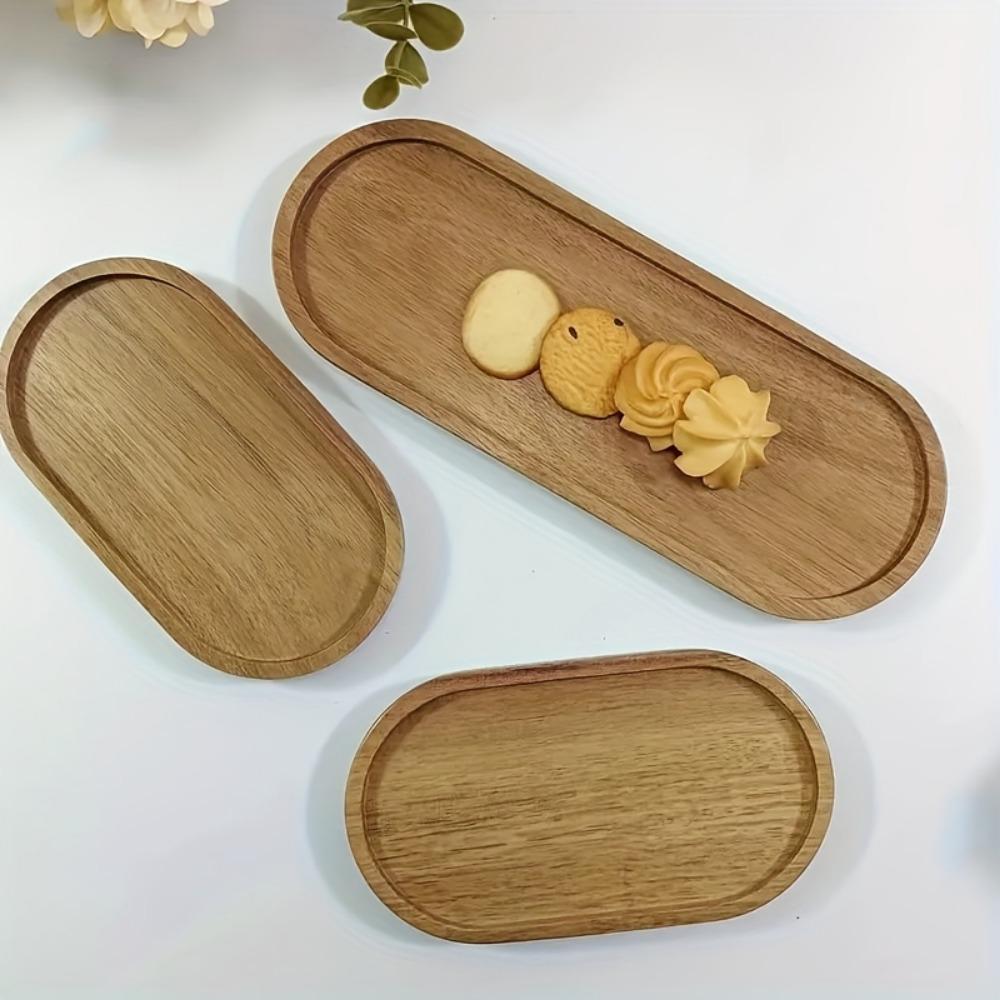 1pc Acacia Wood Serving Tray - Perfect for Serving Variety of Dishes