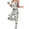 Cross-Border Love Print Camisole & Long Pants Set - Casual, Comfortable, Ribbed, Elastic, Slimming Home Wear
