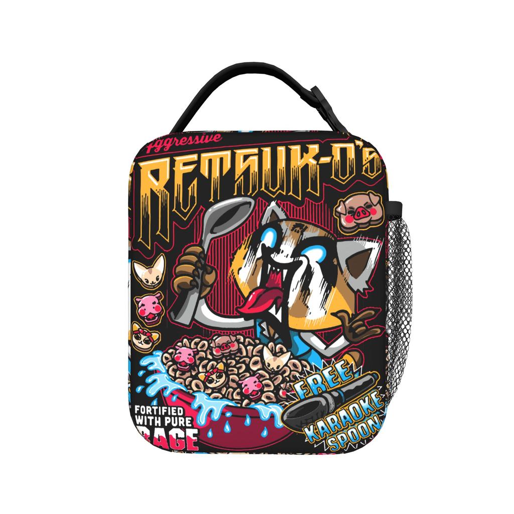 Death Metal Karaoke Kala Aggretsuko Aggressive Retsuko Insulated Lunch Bags Large Lunch Container Bag Tote Lunch Box Storage Bag
