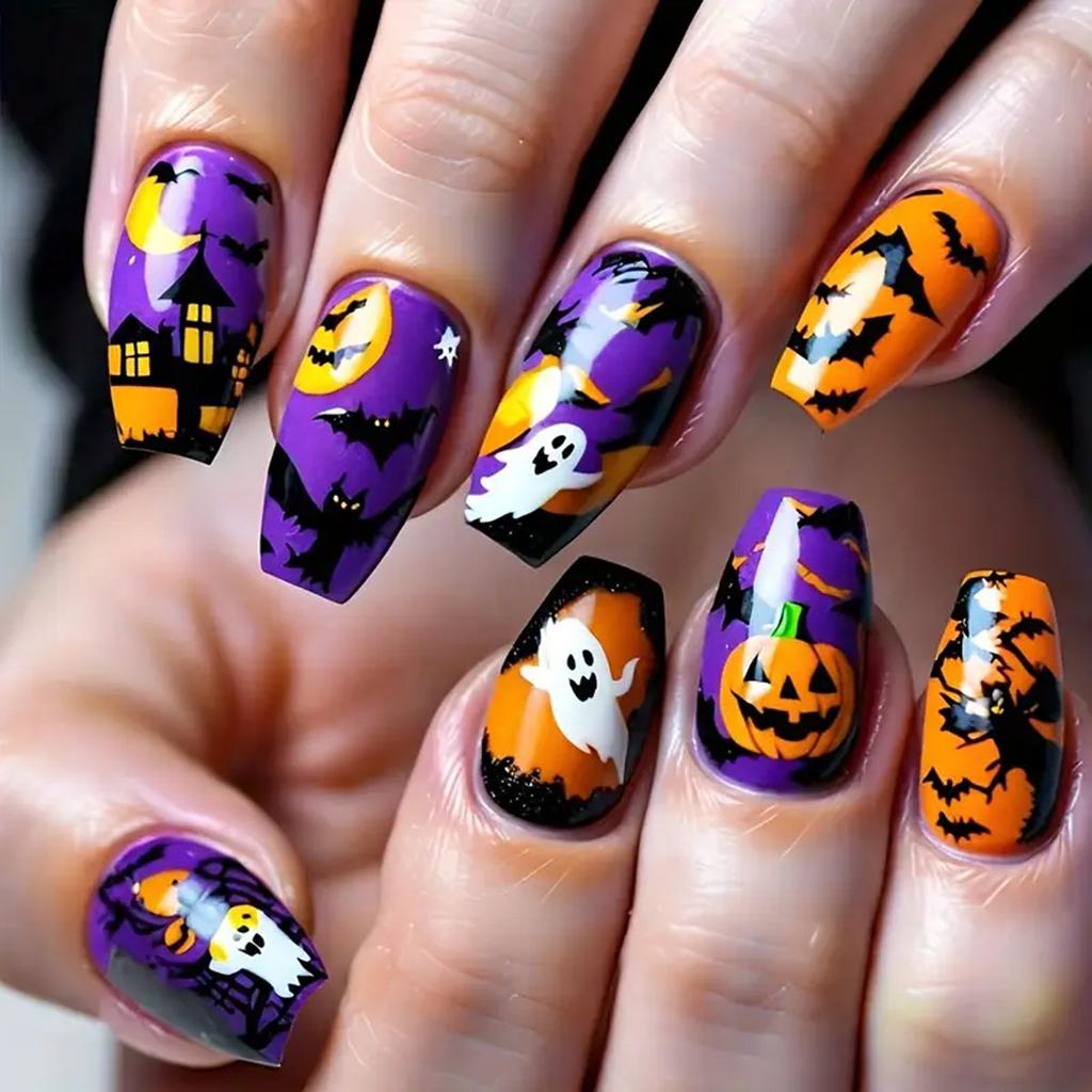 European And American Halloween Series Wearable Nails Pure Handmade Ghost Pumpkin Skull Manicure Wearable Nails Fake Nails