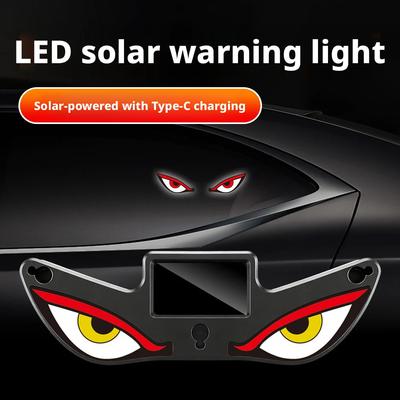 New Cartoon Devil's Eye Dynamic Blinking Solar Decorative Light Flexible LED Warning Light Car Rear Window Light