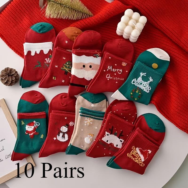 10 Pairs Of Christmas Socks, Cute Socks, Men's Winter Cartoon Elk Socks, Ideal Choice for Gifts
