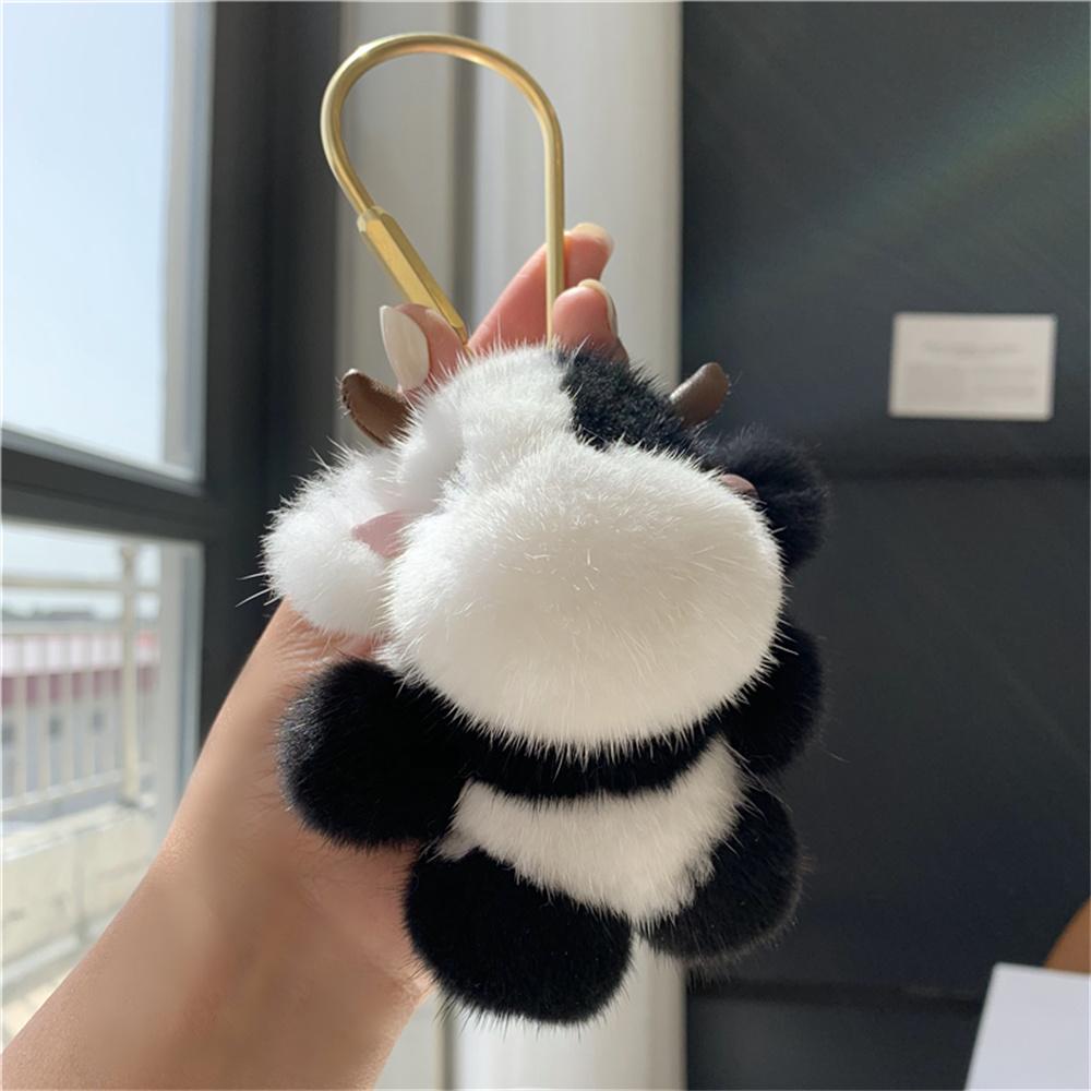 Mink Fur Bear Pendant Keychain For Women Bag Key Chain Pendant Keyrinngs Luxury Decoration Jewelry Bag Hanging Accessories Gifts