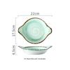 Ru Han Emerald Green Hand-painted Ceramic 8.5-inch Two-Handle Round Plate