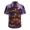 Men's Halloween Print Vintage Button Down Cardigan Shirt - Loose Fit Breathable Summer Casual Streetwear Top