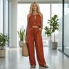 Completi da Donna 2 Pezzi Top Corto Senza Maniche e Pantaloni Lunghi a Gamba Larga Set Coordinati Casual Abbigliamento Estivo per Viaggi Vacanze Relax