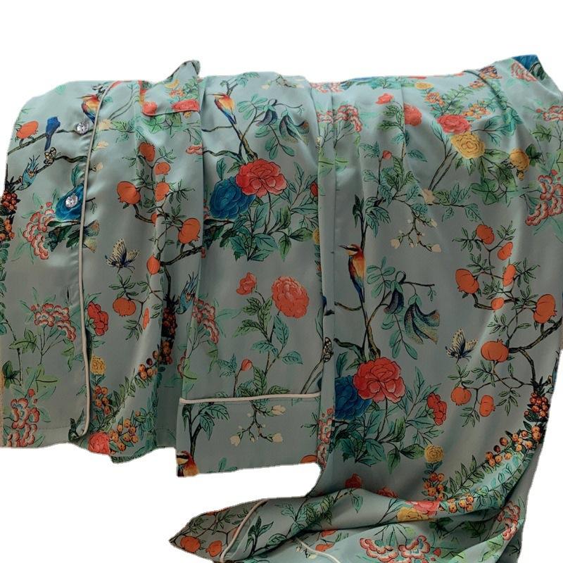 Spring And Summer New High-End Pajamas Women'S High-End Long-Sleeved Trousers Cardigan Loungewear Set Real Shot