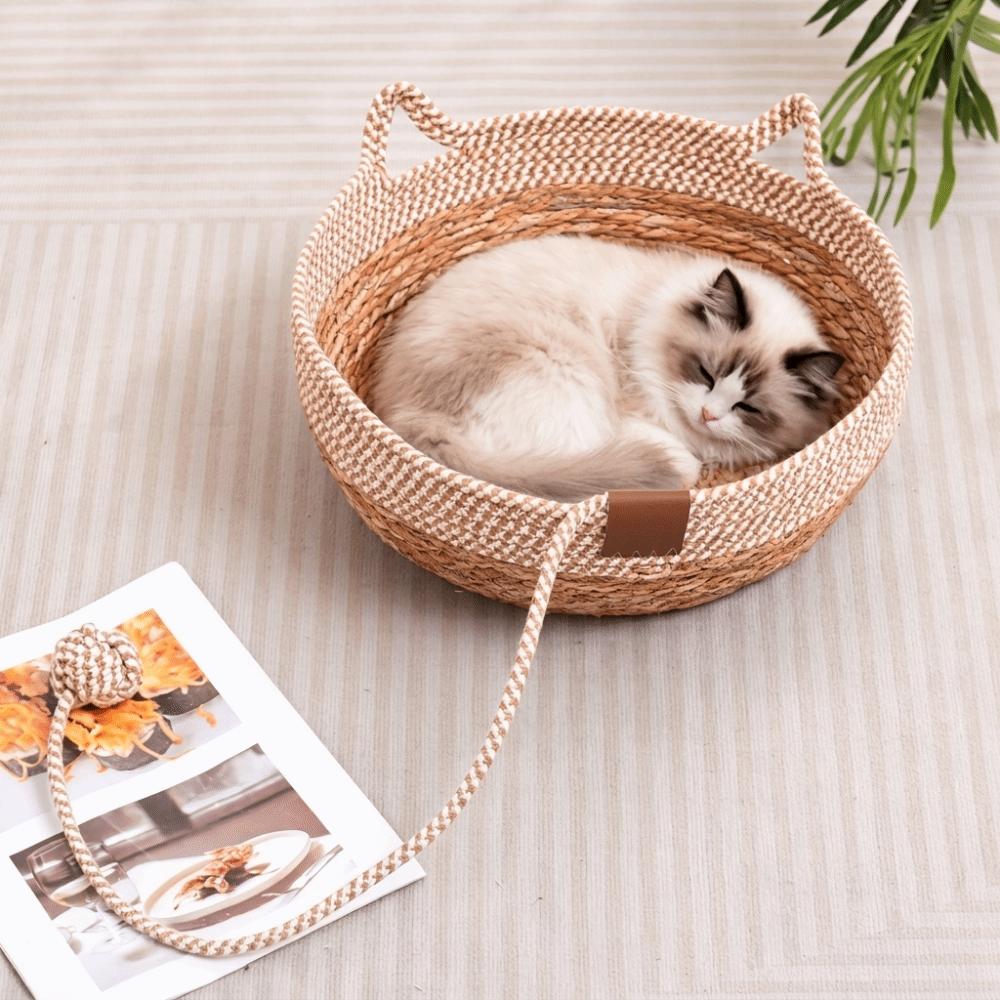 Wear-Resistant Woven Cat Nest Round Cat Scratching Baskets Pet Mat Dog Sleeping Bed Nail Trimming