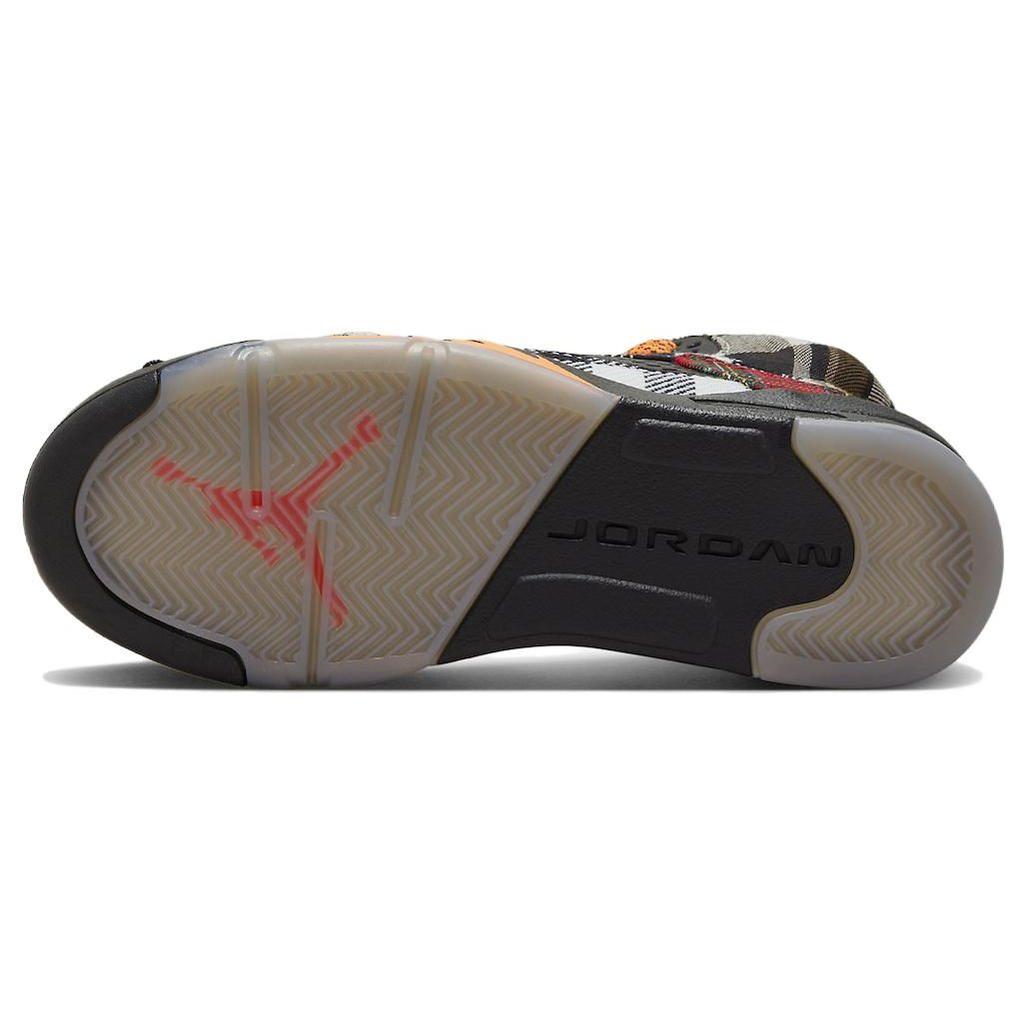Air Jordan 5 Retro GS Plaid Kids Sneakers Multi-Color Black Total-Orange FD4814-008