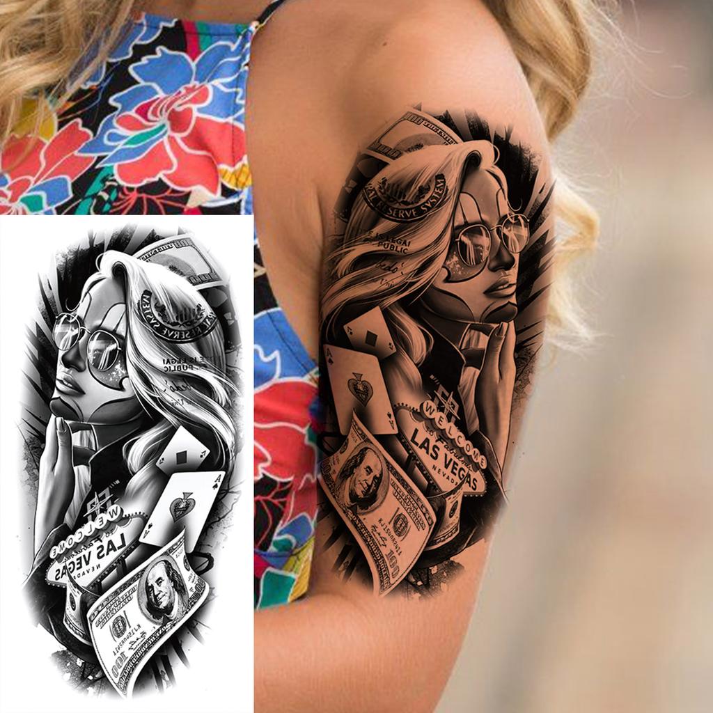 1 Sheet Wolf Lion Astronaut Temporary Tattoos For Men Women Adults Fake Tattoo Sticker Planet Galaxy Universe Outer Space