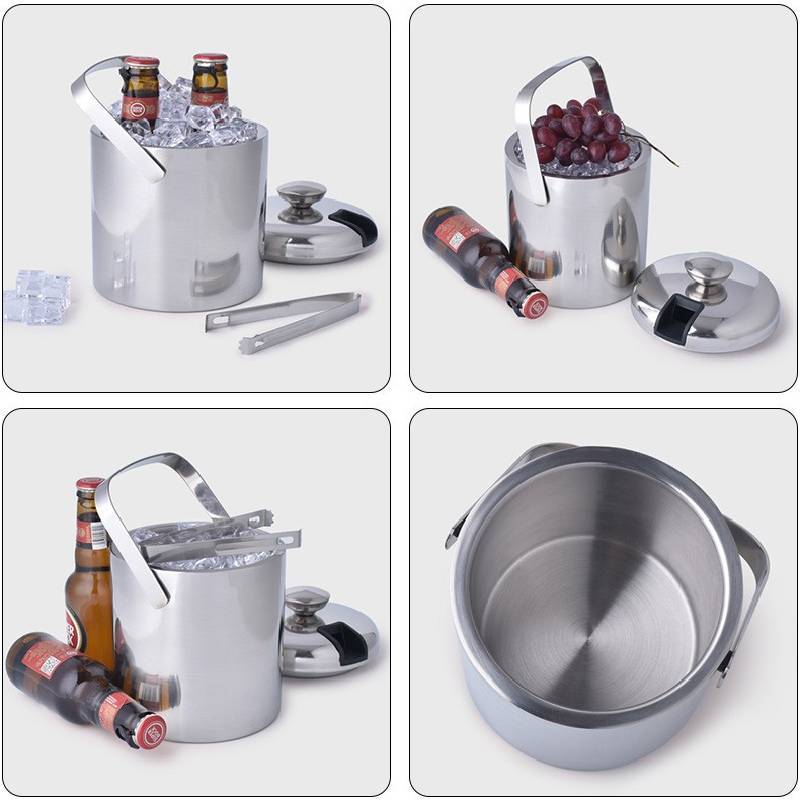 Stainless Steel Ice Bucket Double Layer Cooler For Bar Lounge Party And Wine Storage