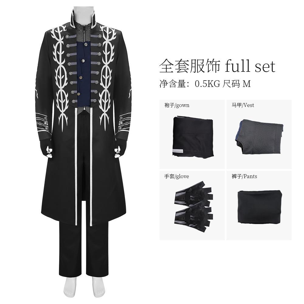 Game Dmc 5 Vergil Cosplay Costume Vest Trousers Leather Coat Full Set Men Clothing Halloween Party Costumes Suit For Adult