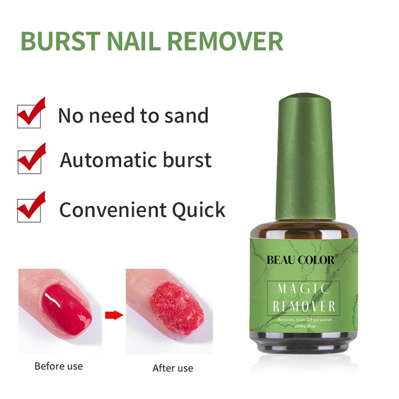 BEAU COLOR 15ml Magic Remover Gel Polish UV/LED Soak Off Brust Nail Remover Gel for Home Manicure and Professional Nail Salon