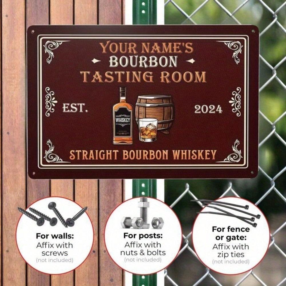 Whiskey Tin Sign Vintage Metal Wall Art Customizable Bar Decor