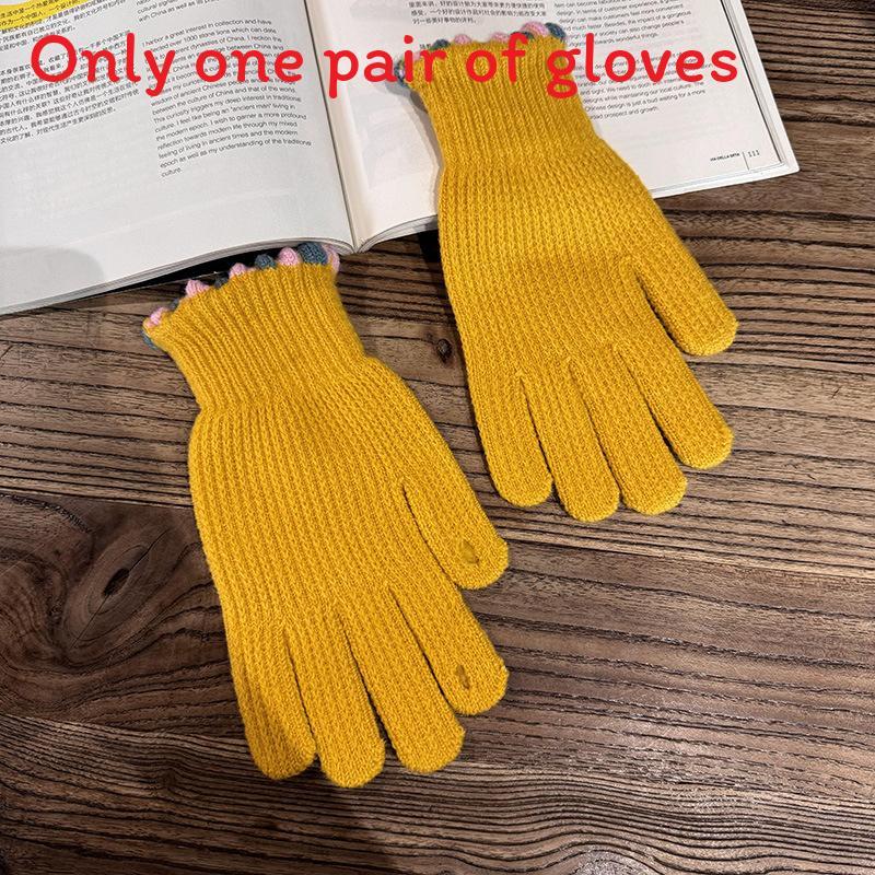 

Womens Knitted Gloves With Touch Screen Tech And Wind Resistant For Cold Weather Yellow