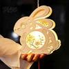 Handmade Paper Lantern Craft DIY Chinese Ancient Style Kit, Light Up Handheld with LED String & Quaint Wooden Frame Tassel, Rabbit Butterfly Lotus Fan