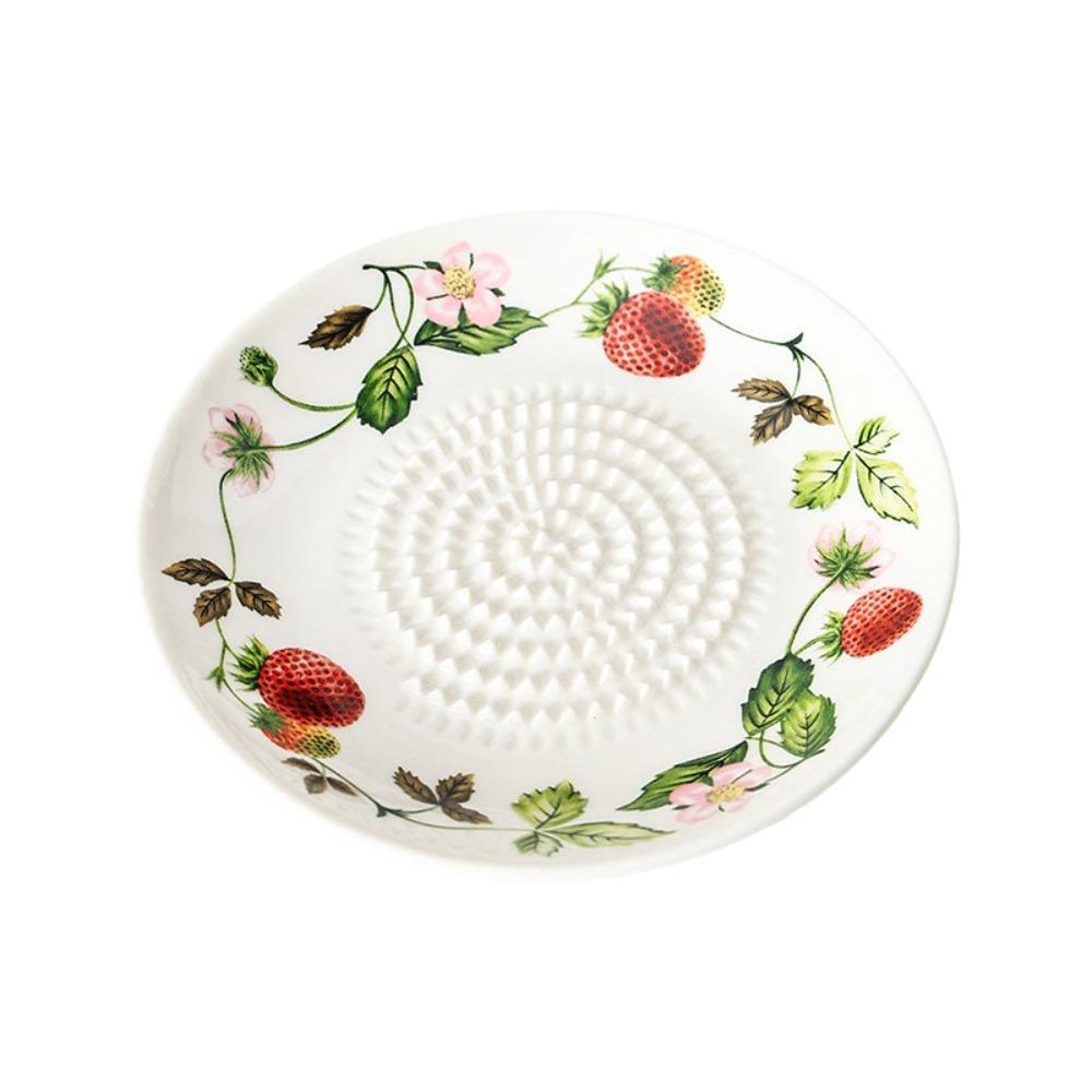 Round Plate Manual Garlic Masher Non-Slip Vegetable Grating Plate Ceramic Ginger Grater Kitchen