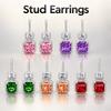 WNFU Women's Stud Earrings, Multicolor High Carbon Diamond, Gold-Plated Copper