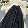 Summer Women Chic Cotton Linen Solid Elastic Waist Long Maxi Skirt