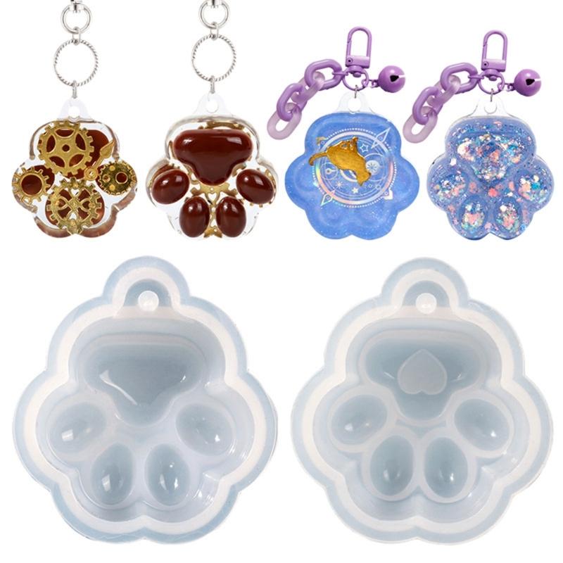 Animal Resin Mold Cat-Paw Silicone Epoxy Casting Mold for DIY Pendant Jewelry Making Handmade Lovely Keychain Craft