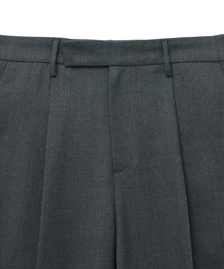 NOIRER Wool One-Tuck Relaxed Slacks (Gray)