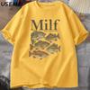 Unisex I Love Fish TShirt Funny Vintage Meme Fish T Shirt Casual Short Sleeve Round Neck Unisex Tee Cotton Loose Male Clothes