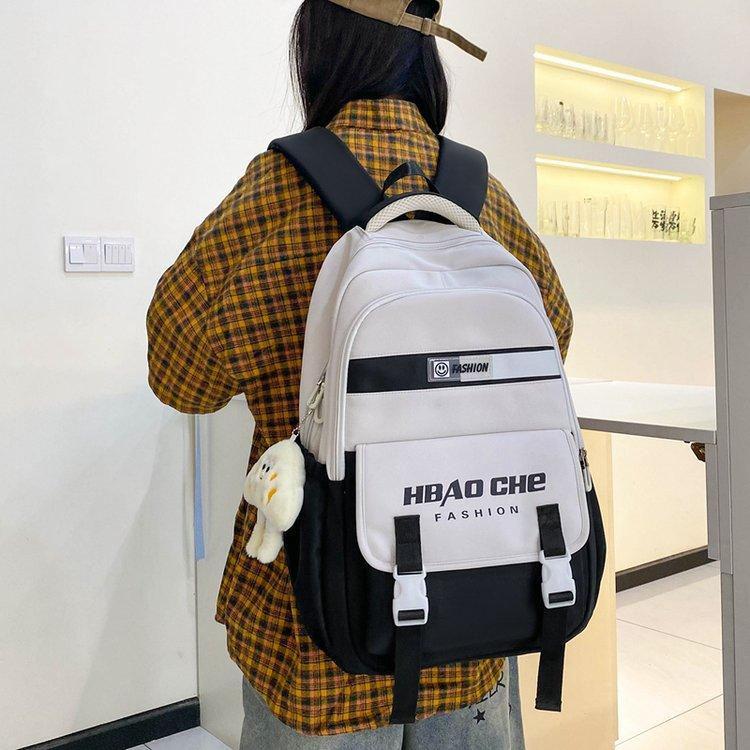 Schoolbag Junior high school student schoolbag Japanese small fresh dopamine girl ins college style simple contrasting color backpack