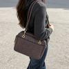 New Leather Woven Camera Bag Tofu Bag Niche Retro Boston Women's Bag Cross-border Fashion Shoulder Messenger Bag