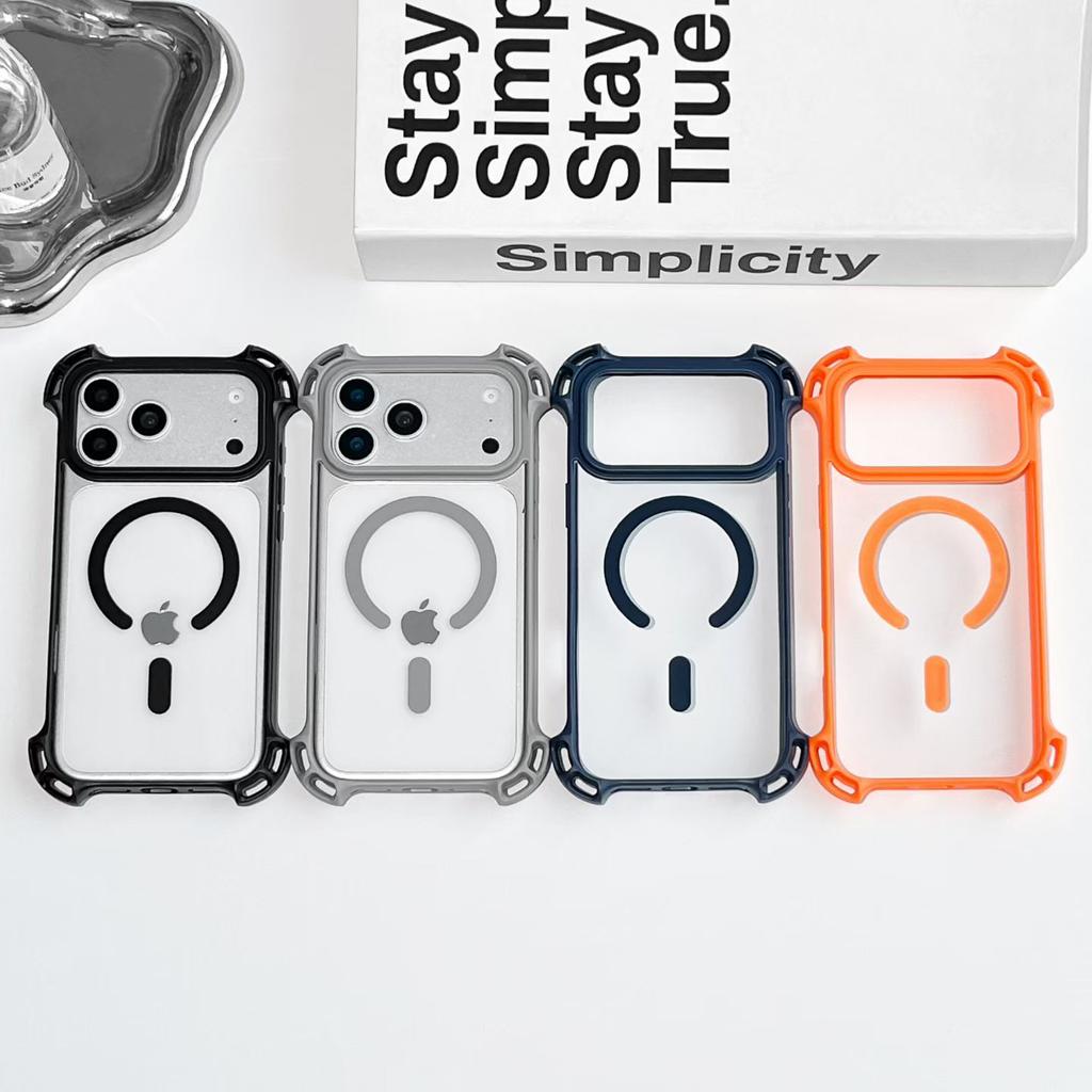 Rüstung Stoßfest Transparent Handyhülle Für Für Iphone 17 16 15 14 13 12 Pro Max Für Magnetisches Kabelloses Laden Rückseite