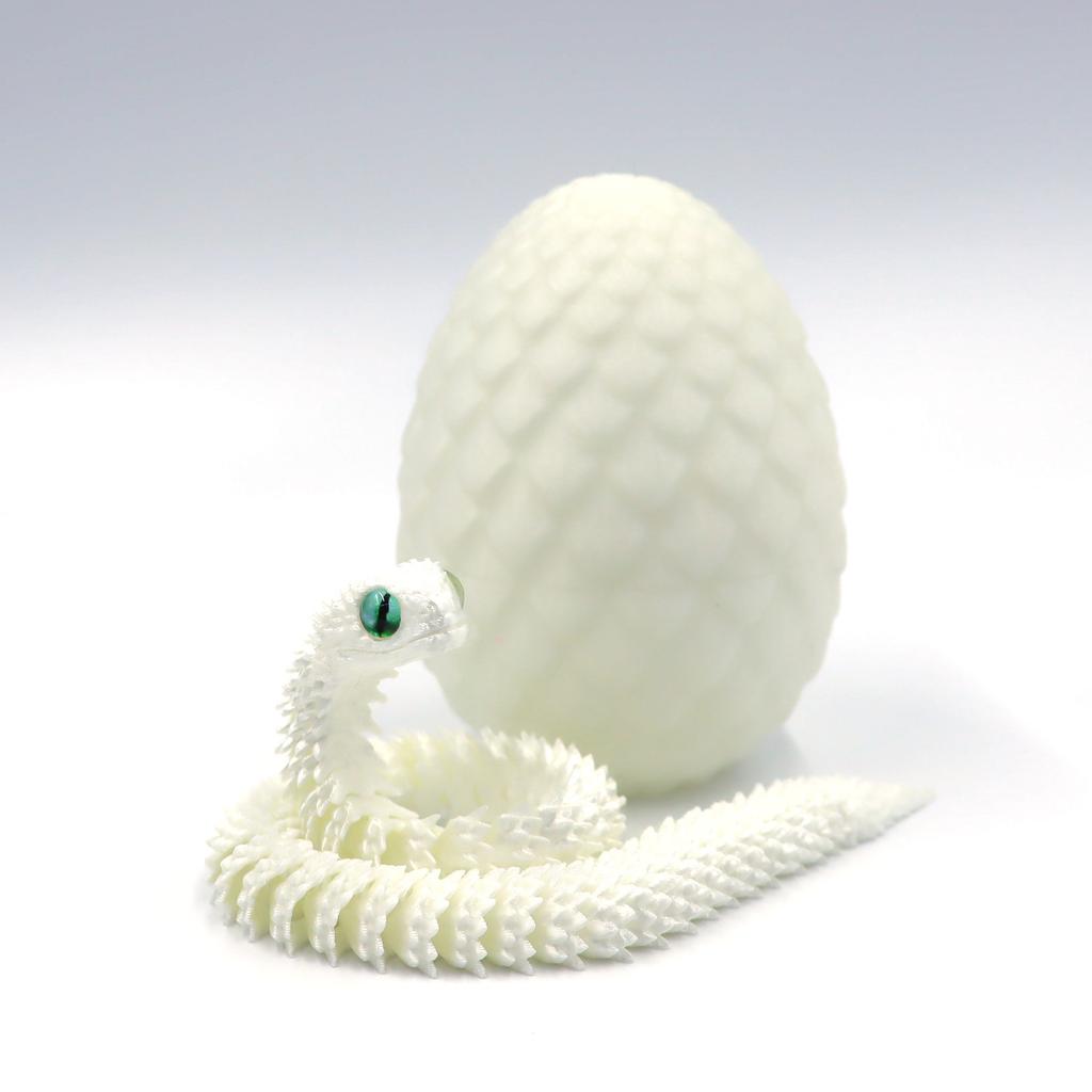 3D Printed Snake Egg Figurines with Moveable Parts, Anime Style Miniature Desktop Decor, Offices Home Ornament Gift