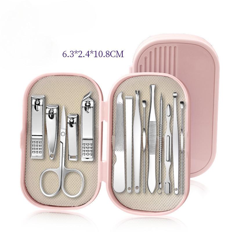 14 PCS Stainless Steel Nail Clipper Set With Case, Portable Manicure Pedicure Kit Including Nail Trimmer And Scissor, Travel Grooming Tools
