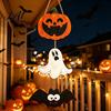 Ghost Festival Celebration Decor Halloween Wooden Hanging Ornament Jack-o'-Lantern Bat 3-Tier String Door Hanger Cute Rustic Pendant for Home