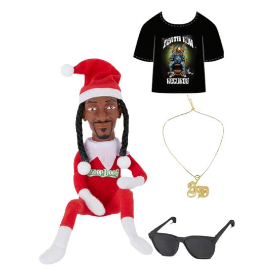 Snoop Elf on The Stool Funny Hip Hop Doll Christmas Ornaments Plush Doll Toy Collectible Home Decoration