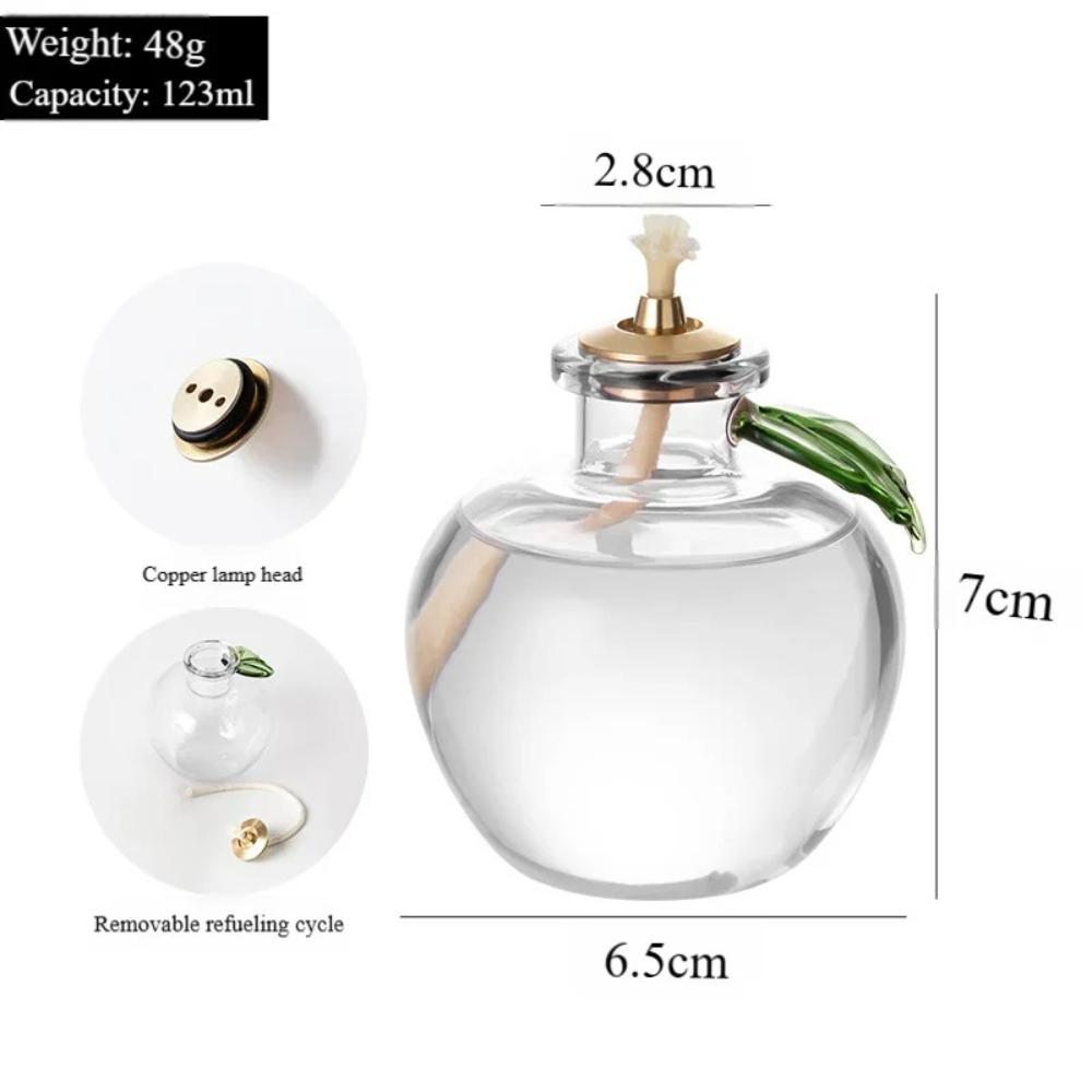 Creative Modern Glass Oil Lamp Refillable Apple Round Glass Lamp Lighting Lantern Lampshade Romantic Home Decor Friend Gift
