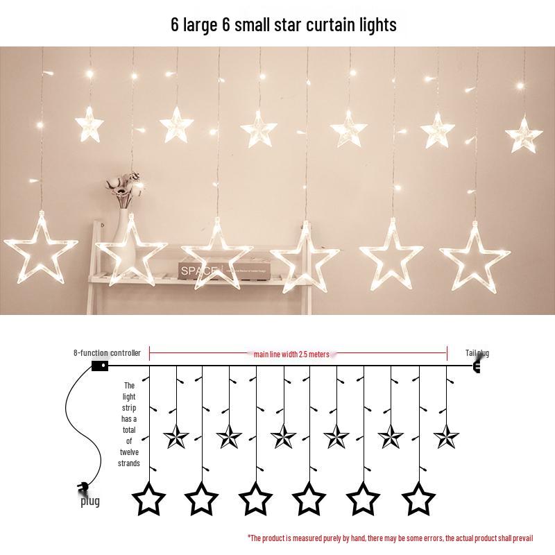 LED Colorful Flashing String & Star Lights - Creative Moon & Warm White Bedroom Decor