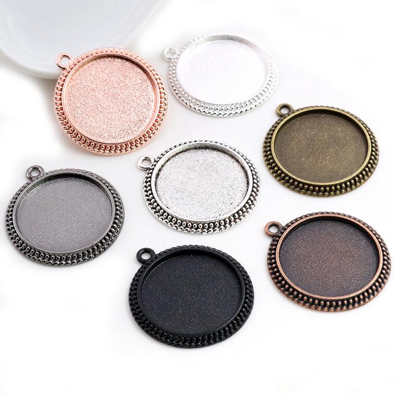 5pcs 25mm Inner Size Pendant Cabochons Blank Base Setting Bezel Tray Alloy DIY Jewelry Making Accessories for Necklace Keychains