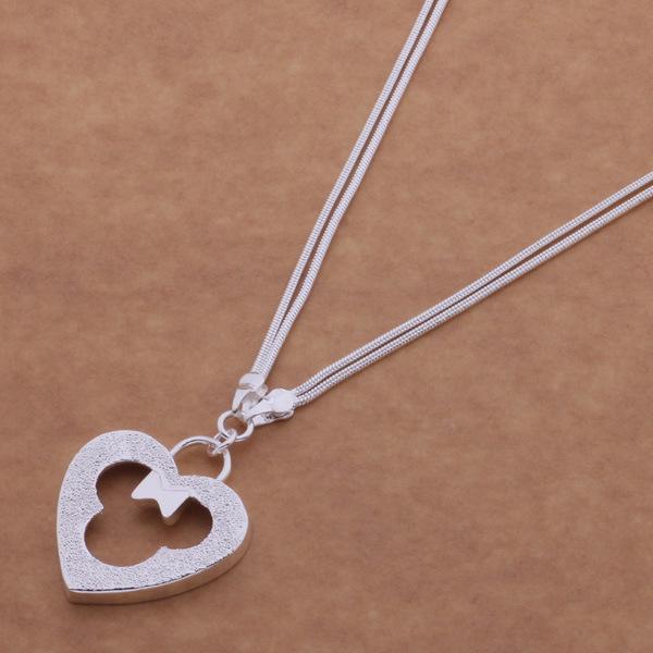 925 Sterling Silver Plated Korean Heart Mickey Necklace by Xianmei