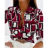 Spring Elegant Circle Printed Patterns Women's Shirt Long Sleeve Turn-down Collar Button Office Ladies Blouse Top Clothing