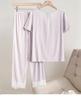Women's Premium Three-Piece Pajama Set, Spring/Autumn, Outdoor-Ready, with Lace & Chest Pads, Comfortable Casual Home Wear