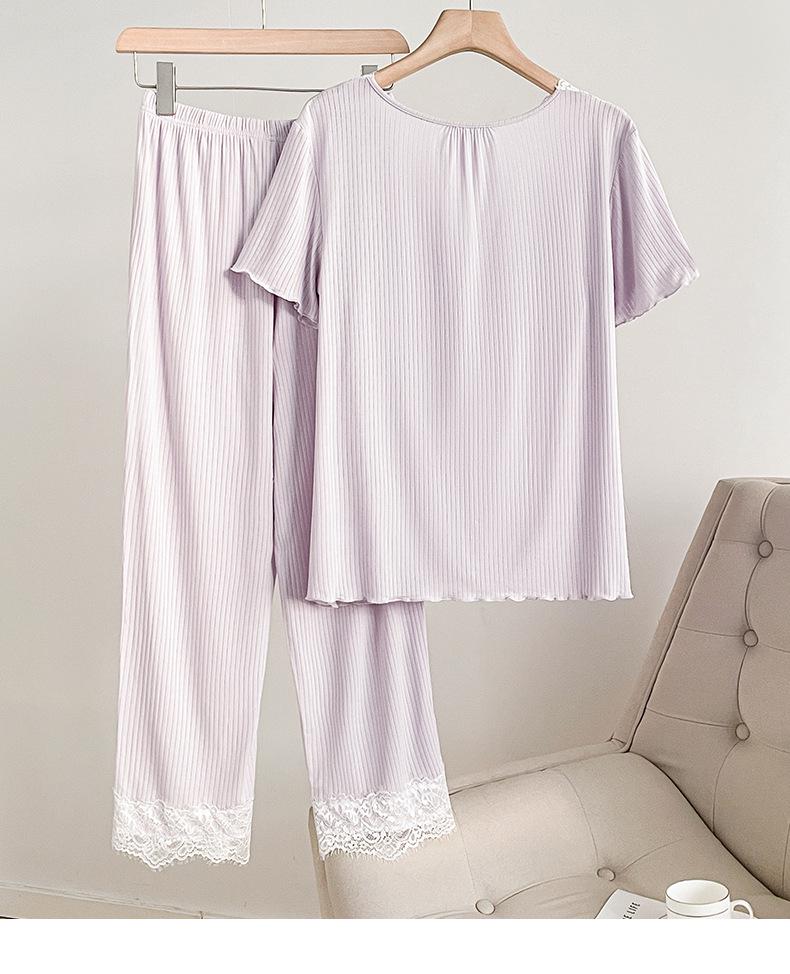 Women's Premium Three-Piece Pajama Set, Spring/Autumn, Outdoor-Ready, with Lace & Chest Pads, Comfortable Casual Home Wear