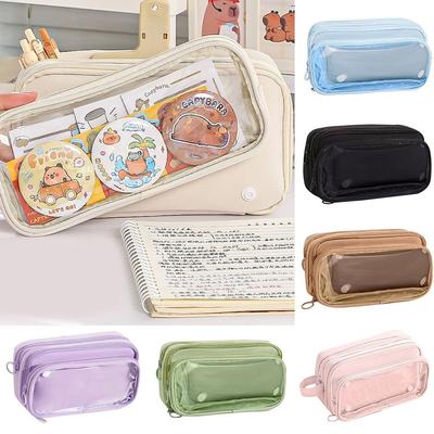 With Zipper Transparent Pencil Case Large Capacity Stationery Box Fashion Pencil Bag  Student