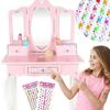 Coiffeuse - Kinderplay - GS3300 - Miroir et Tabouret - Accessoires Inclus - Rose